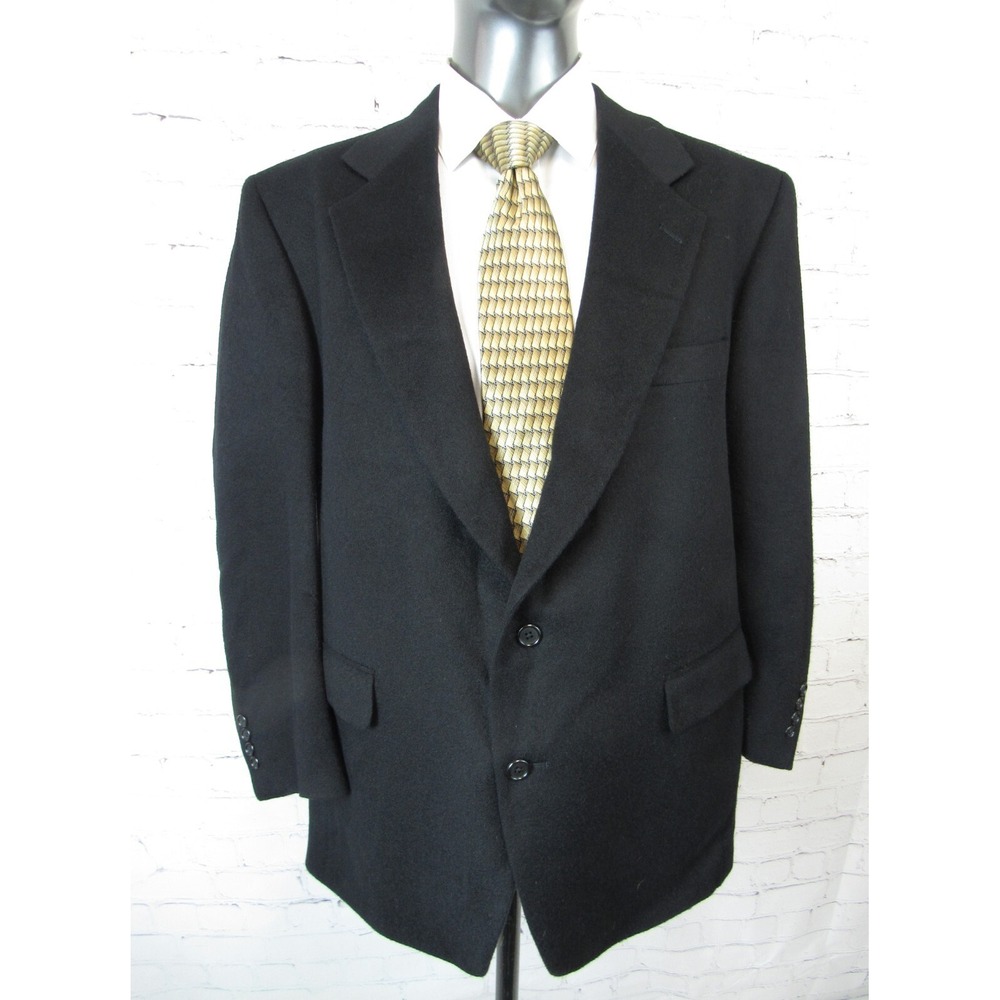 VTG Men's Turnbury Black Sport Coat Winter Weight Made in USA Size 46R
